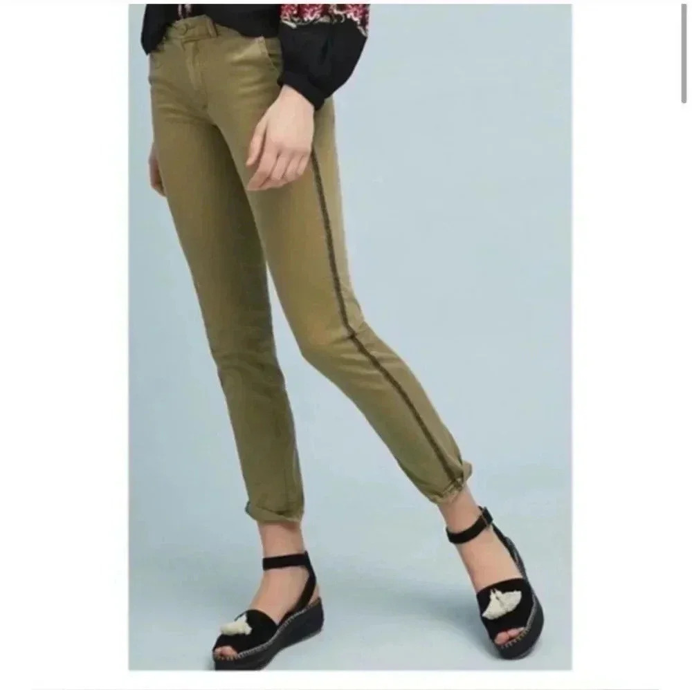 Anthropologie Chino Side Stripes Casual Relaxed Fit Cotton Blend Pants(25)